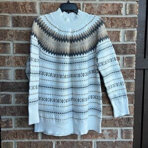 Calvin Klein White and Brown Patterned Sweater